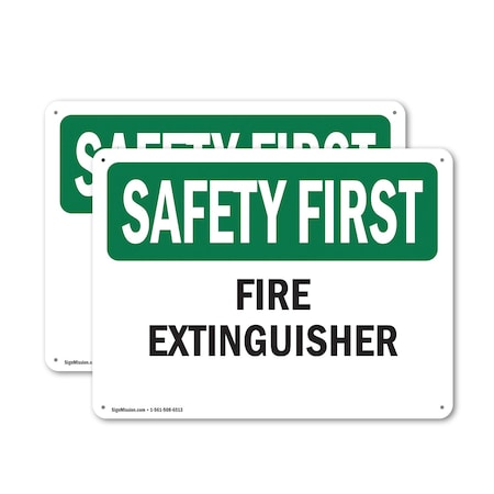 Signmission Fire Extinguisher OSHA Safety First Sign, Plastic, 18in W x 12in L, 2PK OS-2PACK-SF-P-1218-L-10618